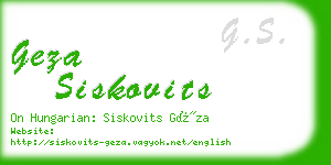 geza siskovits business card